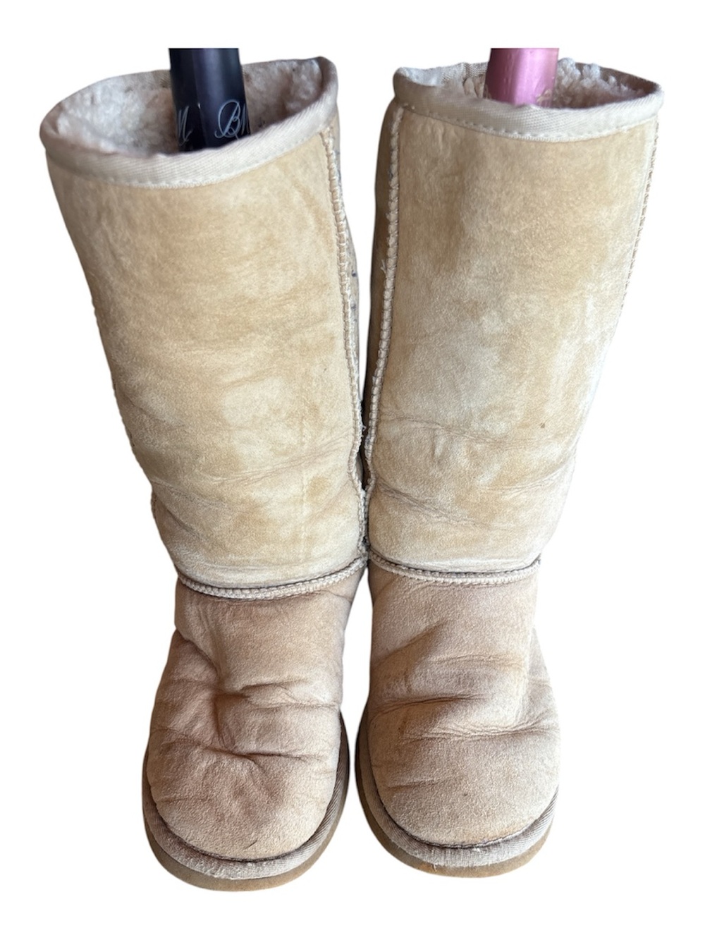 UGG Women's Mid-Calf Suede Shearling Boots - Beige